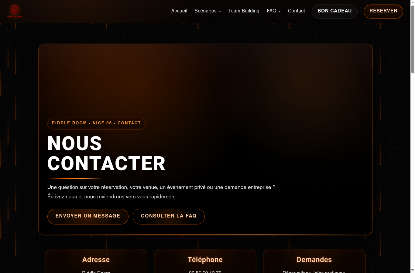 Avant : bandeau Contact sans image